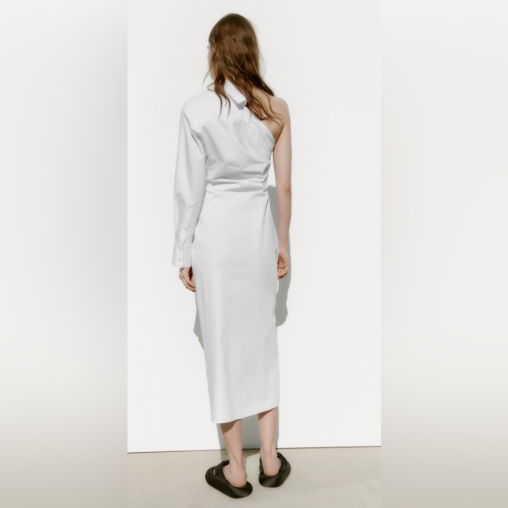 Zara White Cotton Shirt Dress
